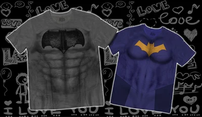 Футболки с полной запечаткой: парные - бетмен бетгерл